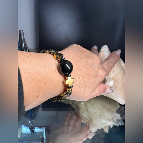 HEMATITE + GOLD OBSIDIAN + PHANTOM NATURAL STONES  BRACELET size 7” - Picture 15 of 15